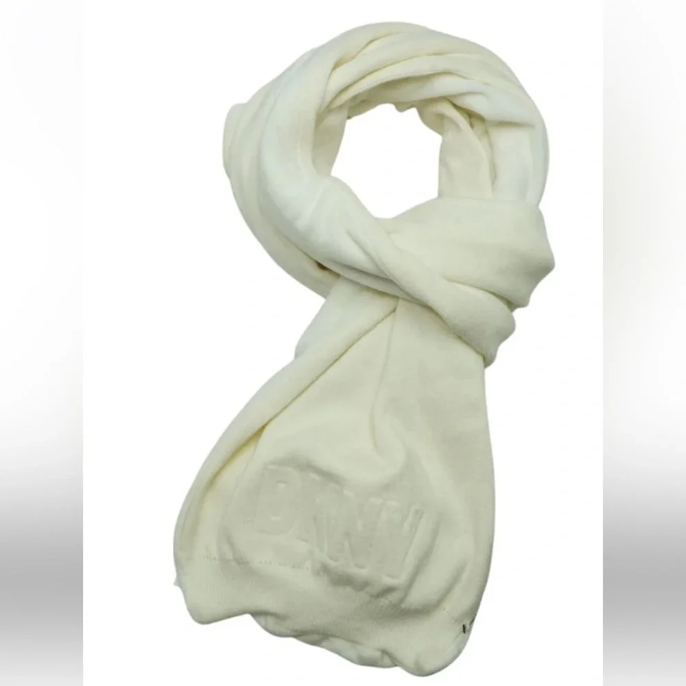 NWT DKNY Women’s Ivory‎ Debossed Logo Scarf Knit Velour Gift Stocking Stuffer